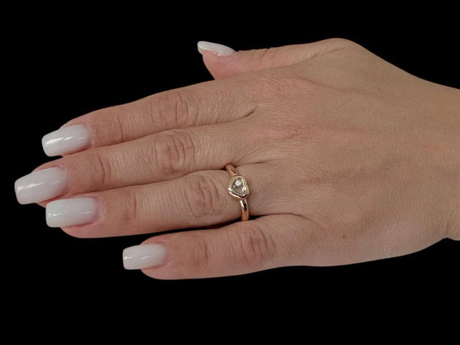Bague 55.1 Chopard Happy Diamonds - Bague cœur en or jaune 18 carats et diamant 58 Facettes