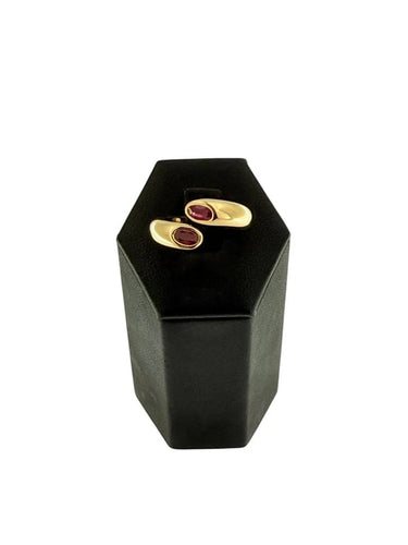 Bague 51 Cartier Ellipse - Bague à deux têtes en or jaune 18 carats et rubis 58 Facettes
