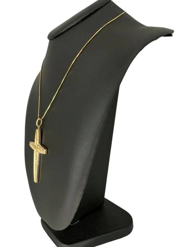 Pendentif Pendentif croix vintage italienne en or jaune 18 carats, motif étoiles 58 Facettes
