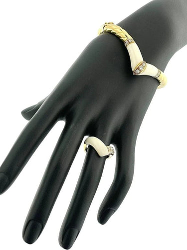 Bracelet Ensemble bracelet et bague en or jaune 18 carats et diamants 58 Facettes