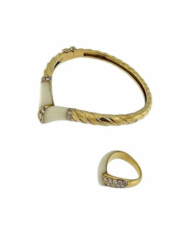 Bracelet Ensemble bracelet et bague en or jaune 18 carats et diamants 58 Facettes