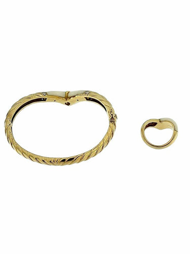 Bracelet Ensemble bracelet et bague en or jaune 18 carats et diamants 58 Facettes