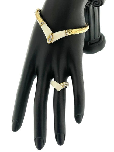 Bracelet Ensemble bracelet et bague en or jaune 18 carats et diamants 58 Facettes