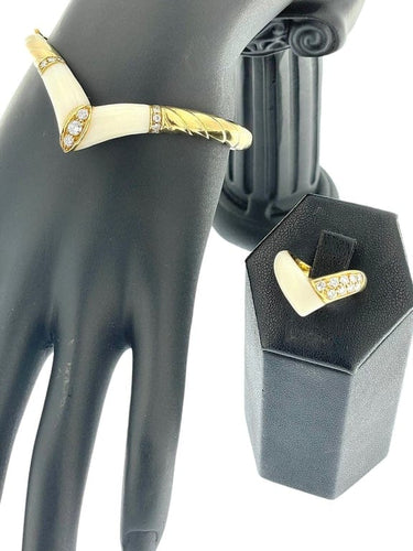 Bracelet Ensemble bracelet et bague en or jaune 18 carats et diamants 58 Facettes