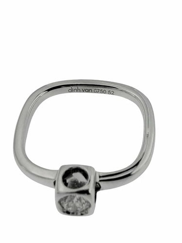 Bague 52.5 Dinh Van - Bague cube en or blanc 18 carats et diamant 58 Facettes