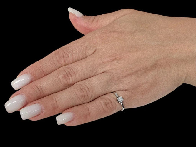 Bague 52.5 Dinh Van - Bague cube en or blanc 18 carats et diamant 58 Facettes