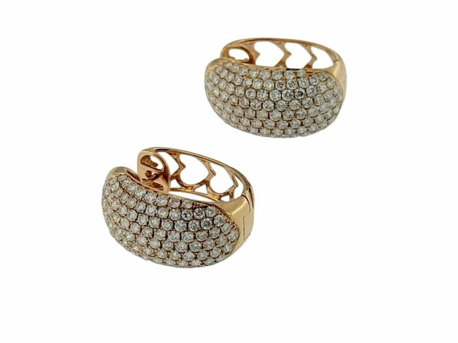 Boucles d'oreilles Créoles en or rose 18 carats avec diamants naturels 58 Facettes