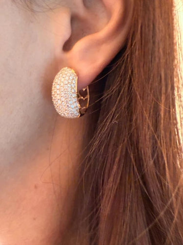 Boucles d'oreilles Créoles en or rose 18 carats avec diamants naturels 58 Facettes