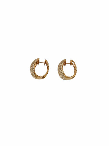 Boucles d'oreilles Créoles en or rose 18 carats avec diamants naturels 58 Facettes