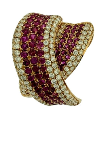 Boucles d'oreilles Boucles d’oreilles en or rose 18 carats avec diamants et rubis 58 Facettes