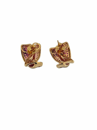 Boucles d'oreilles Boucles d’oreilles en or rose 18 carats avec diamants et rubis 58 Facettes