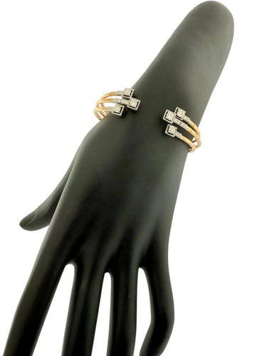 Bracelet Bracelet manchette en or rose et or blanc 18 carats, diamants 58 Facettes
