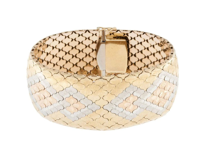 Bracelet Bracelet manchette Art déco en triple or 18 carats 58 Facettes