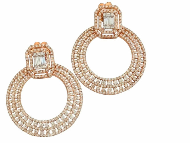 Boucles d'oreilles Boucles d'oreilles italiennes en or rose 18 carats et diamants 58 Facettes