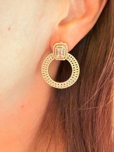 Boucles d'oreilles Boucles d'oreilles italiennes en or rose 18 carats et diamants 58 Facettes