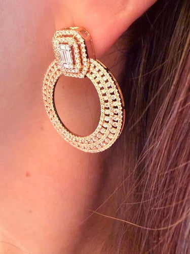 Boucles d'oreilles Boucles d'oreilles italiennes en or rose 18 carats et diamants 58 Facettes