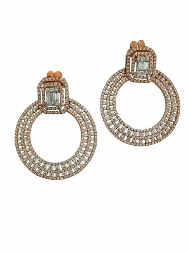 Boucles d'oreilles Boucles d'oreilles italiennes en or rose 18 carats et diamants 58 Facettes