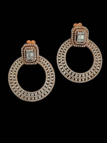 Boucles d'oreilles Boucles d'oreilles italiennes en or rose 18 carats et diamants 58 Facettes
