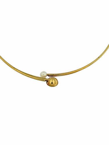 Collier Collier vintage flexible en or jaune 18 carats, perles et diamants 58 Facettes