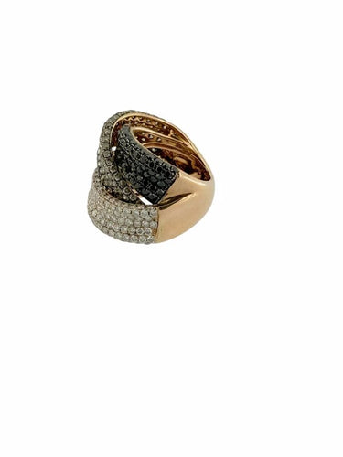 Bague 56 Ligne Vendôme - Bague cocktail en or rose 18 carats et diamants 58 Facettes