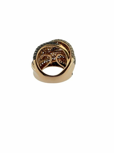 Bague 56 Ligne Vendôme - Bague cocktail en or rose 18 carats et diamants 58 Facettes