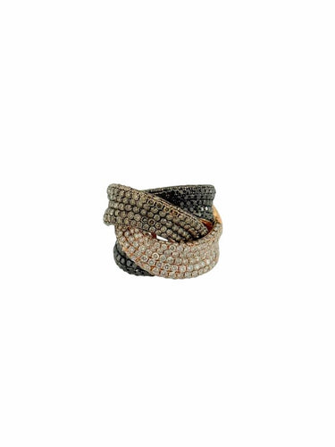 Bague 56 Ligne Vendôme - Bague cocktail en or rose 18 carats et diamants 58 Facettes