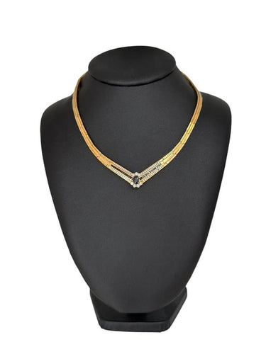 Collier Collier ras-de-cou rétro en or jaune 18 carats, diamants et saphirs 58 Facettes