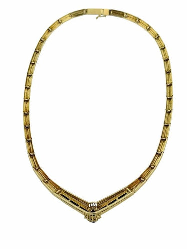 Collier Collier ras-de-cou rétro en or jaune 18 carats, diamants et saphirs 58 Facettes