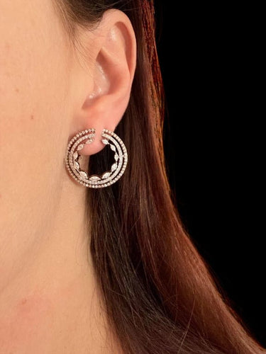 Boucles d'oreilles Boucles d'oreilles en or rose et or blanc 18 carats, diamants naturels 58 Facettes