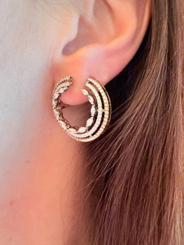 Boucles d'oreilles Boucles d'oreilles en or rose et or blanc 18 carats, diamants naturels 58 Facettes