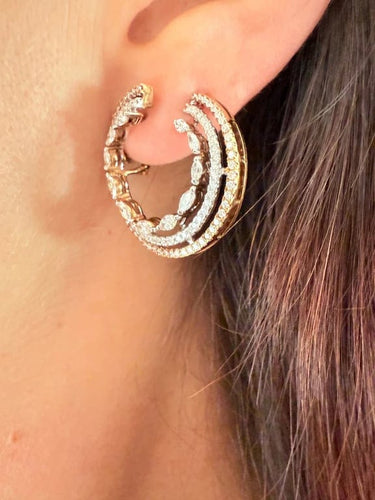 Boucles d'oreilles Boucles d'oreilles en or rose et or blanc 18 carats, diamants naturels 58 Facettes
