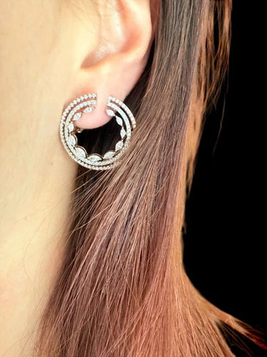 Boucles d'oreilles Boucles d'oreilles en or rose et or blanc 18 carats, diamants naturels 58 Facettes