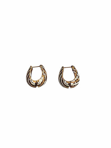 Boucles d'oreilles Créoles en or rose et blanc 18 carats avec diamants 58 Facettes