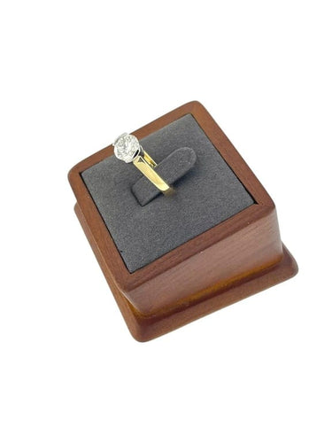 Bague 54 Bague solitaire en or jaune et blanc 18 carats avec diamant 1,30 ct 58 Facettes