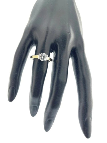 Bague 54 Bague solitaire en or jaune et blanc 18 carats avec diamant 1,30 ct 58 Facettes
