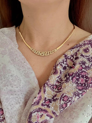Collier Collier ras-de-cou vintage italien en or jaune 18 carats et diamants 58 Facettes