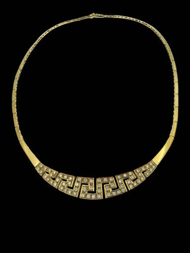 Collier Collier ras-de-cou vintage italien en or jaune 18 carats et diamants 58 Facettes