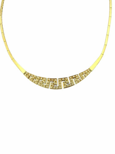 Collier Collier ras-de-cou vintage italien en or jaune 18 carats et diamants 58 Facettes