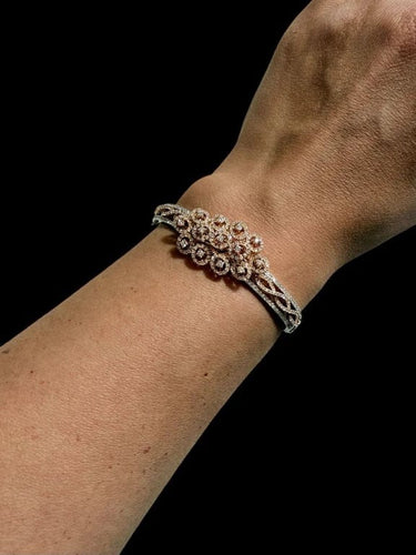 Bracelet Bracelet français - Bracelet en or blanc et or rose 18 carats et diamants 58 Facettes