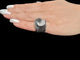 Bague 49 Bague italienne en or blanc 18 carats avec diamants noirs et blancs 58 Facettes