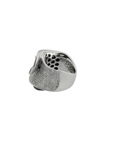 Bague 49 Bague italienne en or blanc 18 carats avec diamants noirs et blancs 58 Facettes