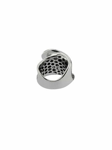 Bague 49 Bague italienne en or blanc 18 carats avec diamants noirs et blancs 58 Facettes