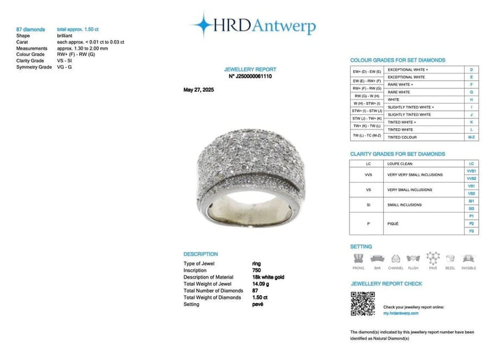 Bague 53.5 Bague en or blanc 18 carats avec diamant 1,50 ct 58 Facettes