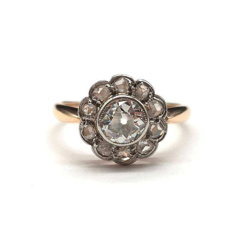 Bague 50 Bague Art déco en or rose 18k et platine avec diamants 58 Facettes