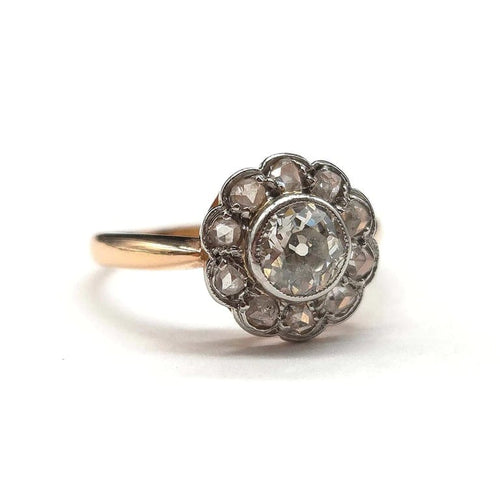 Bague 50 Bague Art déco en or rose 18k et platine avec diamants 58 Facettes
