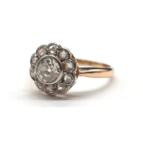 Bague 50 Bague Art déco en or rose 18k et platine avec diamants 58 Facettes