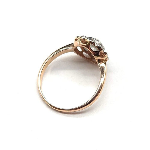 Bague 50 Bague Art déco en or rose 18k et platine avec diamants 58 Facettes