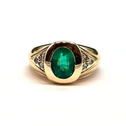 Bague 51 Bague en or jaune 18 carats avec émeraude 1,30 ct et diamants 58 Facettes BO/260011