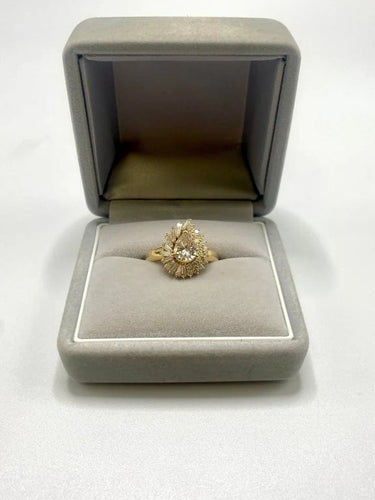 Bague 60 Bague diamants taille poire 1,10 ct en or jaune 18k 58 Facettes