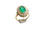 Bague 59 Bague pompadour en or jaune 750, émeraude et diamants 58 Facettes